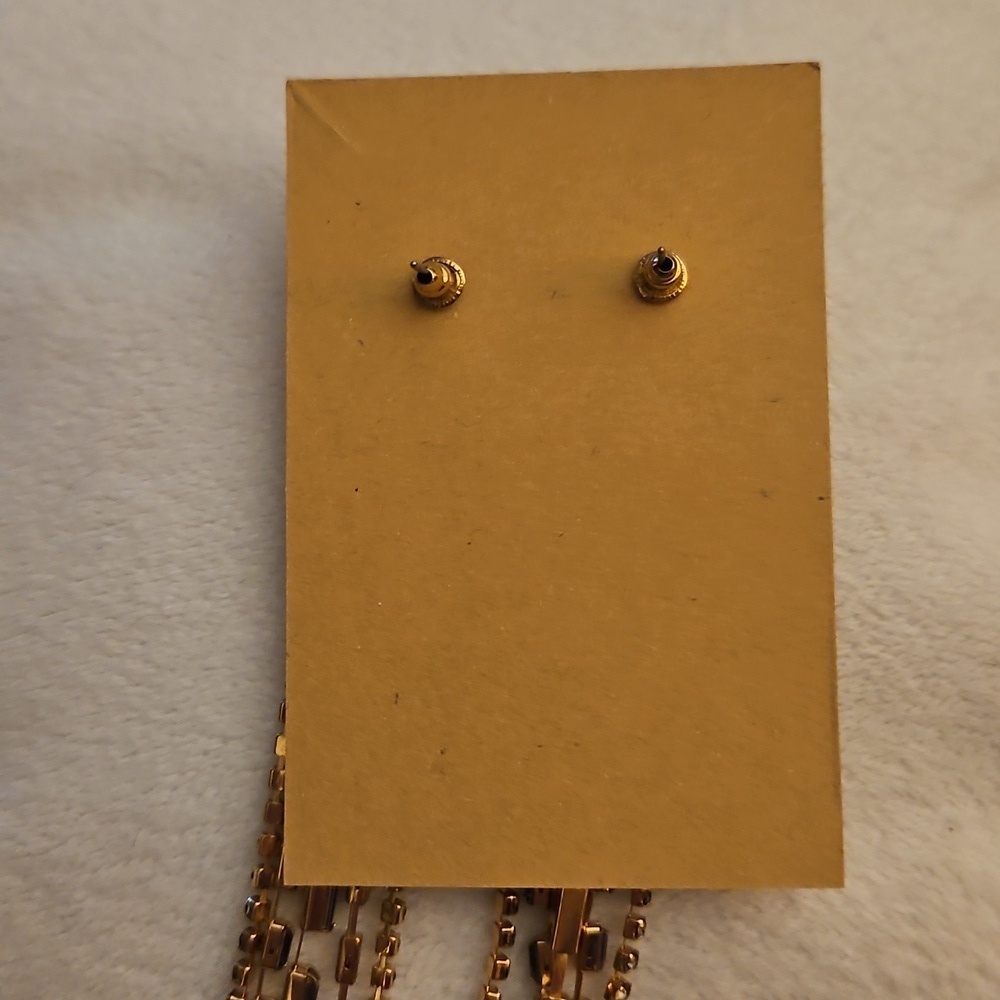 3/$30 Acrylic Stone Goldtone Fringe Festival Dangle Post Earrings - Picture 5 of 5